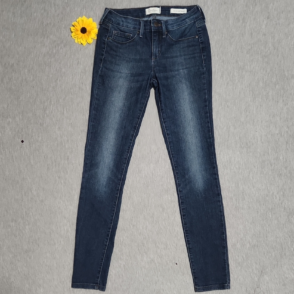 Jessica Simpson Brand "Kiss Me" Super Skinny Mid-Rise Dark Denim Jeans Jeggings